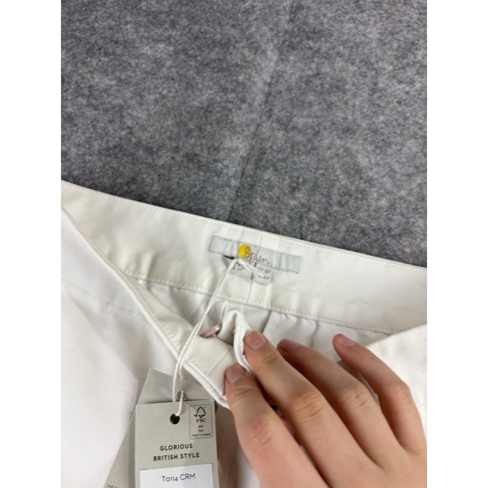 Boden Cropped White Straight Leg Chino Pants Sz 4P Petite Minimalist Coastal SEE - Picture 8 of 8